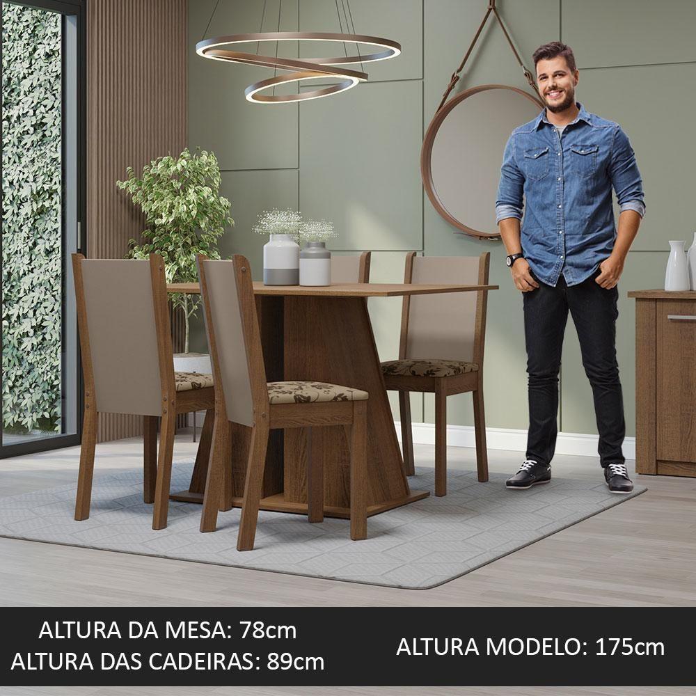 Conjunto Sala De Jantar Mesa Tampo De Madeira 4 Cadeiras Rustic/bege Marrom Sophie Madesa - 5