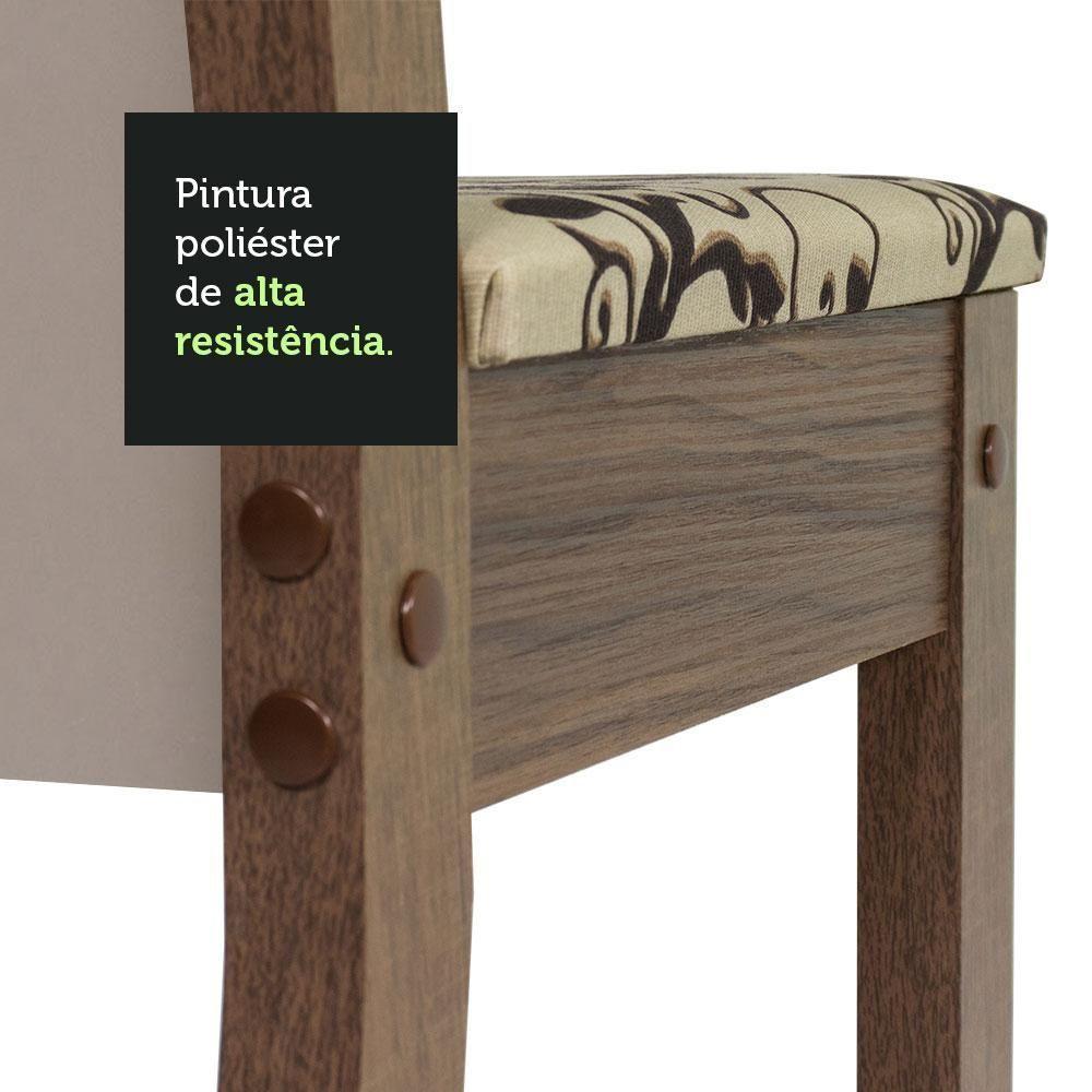 Conjunto Sala De Jantar Mesa Tampo De Madeira 4 Cadeiras Rustic/bege Marrom Sophie Madesa - 8