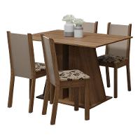 Conjunto Sala De Jantar Mesa Tampo De Madeira 4 Cadeiras Rustic/bege Marrom Sophie Madesa - 2