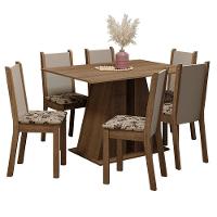 Conjunto Sala De Jantar Mesa Tampo De Madeira 6 Cadeiras Rustic/bege Marrom Wendy Madesa - 2