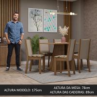 Conjunto Sala De Jantar Mesa Tampo De Madeira 6 Cadeiras Rustic/bege Marrom Wendy Madesa - 5