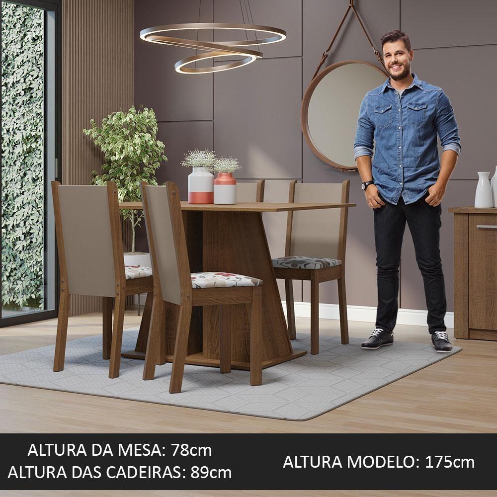 Conjunto Sala De Jantar Mesa Tampo De Madeira 4 Cadeiras Rustic/hibiscos Sophie Madesa - 5