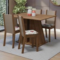 Conjunto Sala De Jantar Mesa Tampo De Madeira 4 Cadeiras Rustic/hibiscos Sophie Madesa - 1