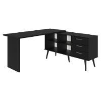 Escrivaninha Mesa De Estudos De Canto 3 Gavetas Preto Lisboa Madesa - 9