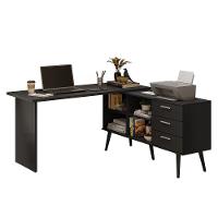 Mesa De Escritório Em L 3 Gavetas Preto Lisboa Madesa - 2