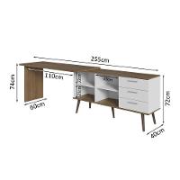 Escrivaninha Mesa De Escritório De Canto 3 Gavetas Branco/rustic Lisboa Madesa