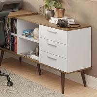 Escrivaninha Mesa De Escritório De Canto 3 Gavetas Branco/rustic Lisboa Madesa - 9