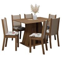 Conjunto Sala De Jantar Mesa Tampo De Madeira 6 Cadeiras Rustic/hibiscos Wendy Madesa - 5