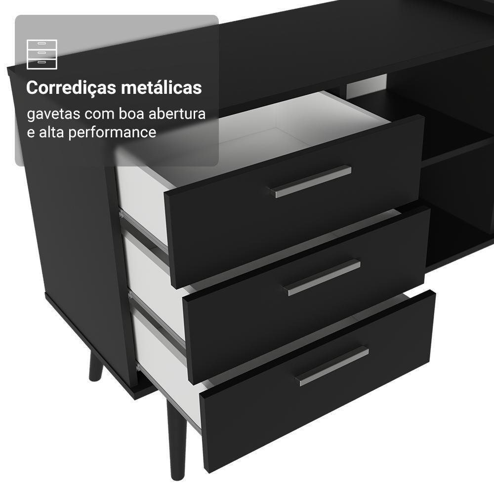 Escrivaninha Em L Mesa Para Computador Gamer 3 Gavetas Preto Lisboa Madesa - 7