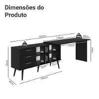 Escrivaninha Em L Mesa Para Computador Gamer 3 Gavetas Preto Lisboa Madesa