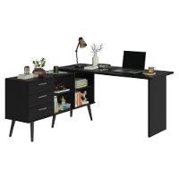 Mesa De Estudos Em L 3 Gavetas Preto Lisboa Madesa - 2