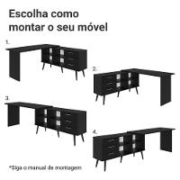 Mesa De Estudos Em L 3 Gavetas Preto Lisboa Madesa - 6