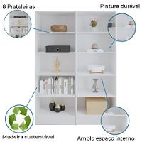 Estante Livreiro Multiuso Mirage 8 Prateleiras 1,77m Branco Viero Branco