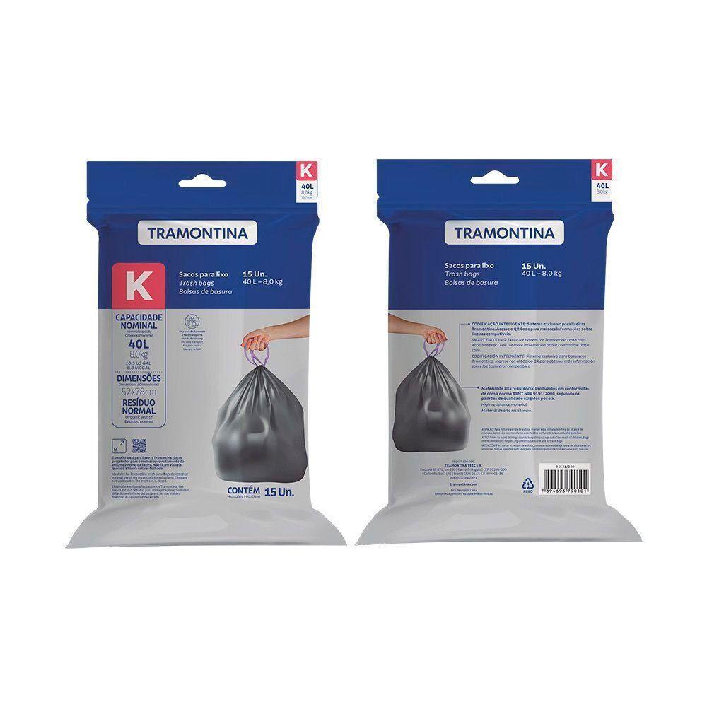 Saco De Lixo Para Lixeiras Tramontina Com Cordão De Fechamento 40 Litros - 1