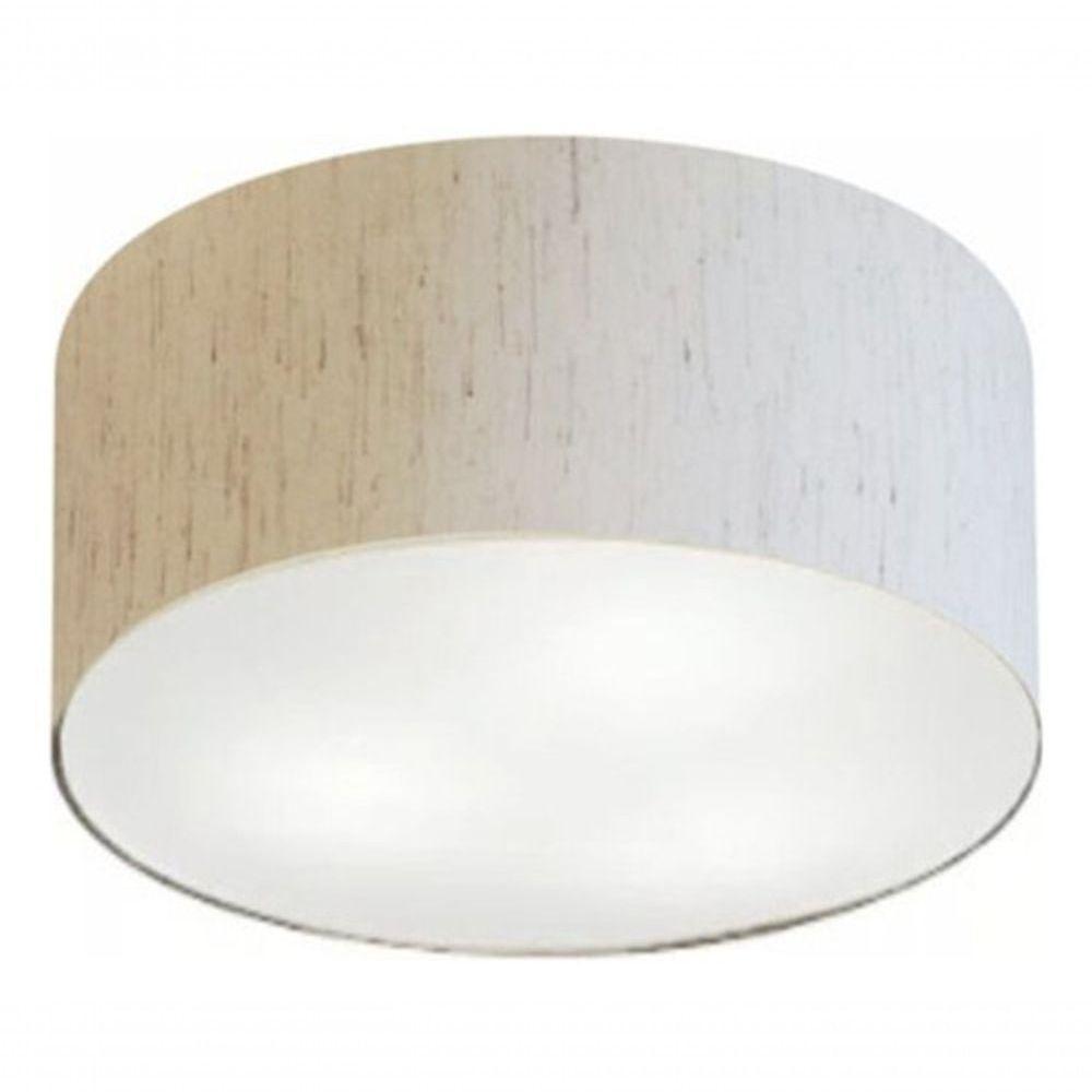 Plafon Cilíndrico Vivare Md-3010 Cúpula Em Tecido 30x12cm - Bivolt Linho-bege 127/220v - 1
