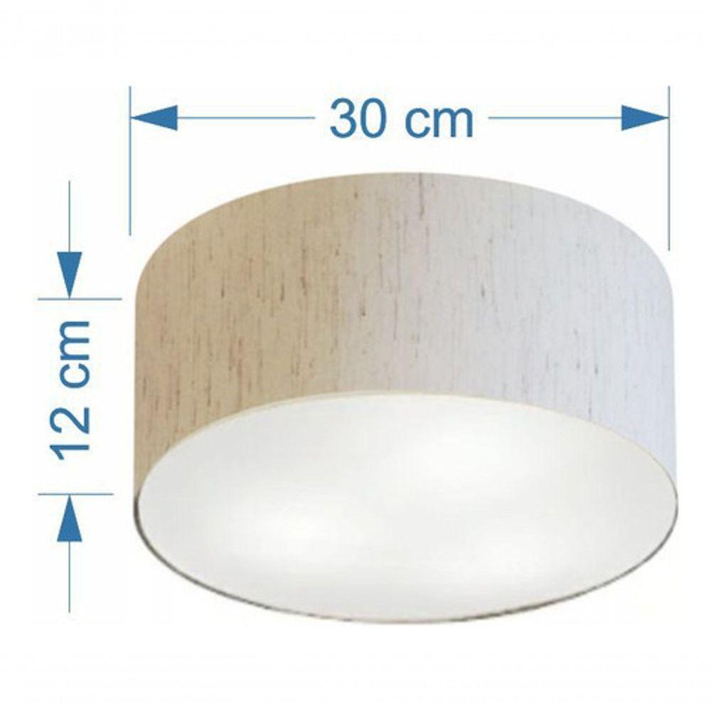 Plafon Cilíndrico Vivare Md-3010 Cúpula Em Tecido 30x12cm - Bivolt Linho-bege 127/220v - 2