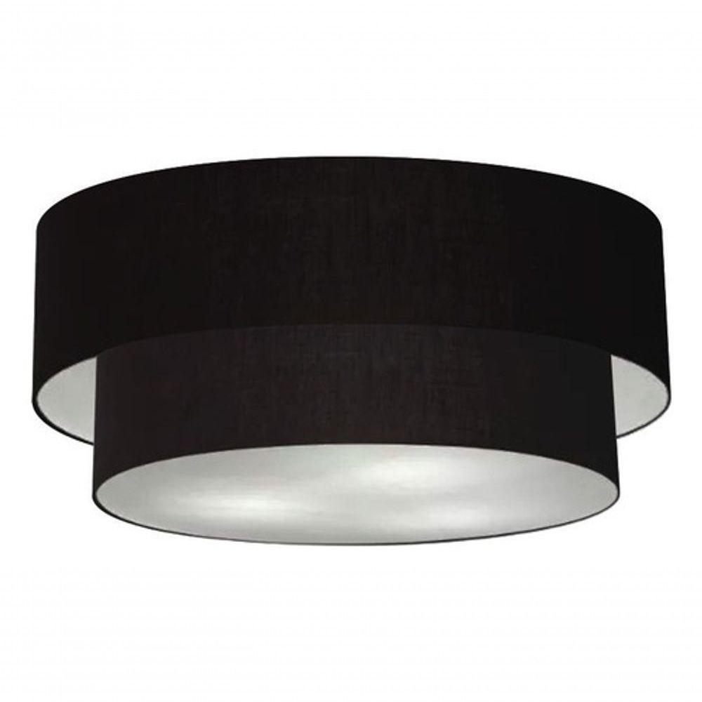 Plafon Duplo Cilíndrico Vivare Md-3024 Cúpula Em Tecido 60x50cm - Bivolt Preto - 3
