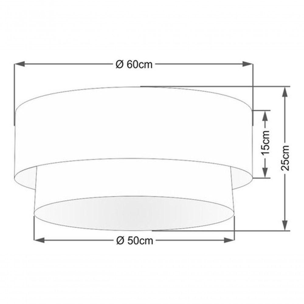 Plafon Duplo Cilíndrico Vivare Md-3024 Cúpula Em Tecido 60x50cm - Bivolt Preto - 4