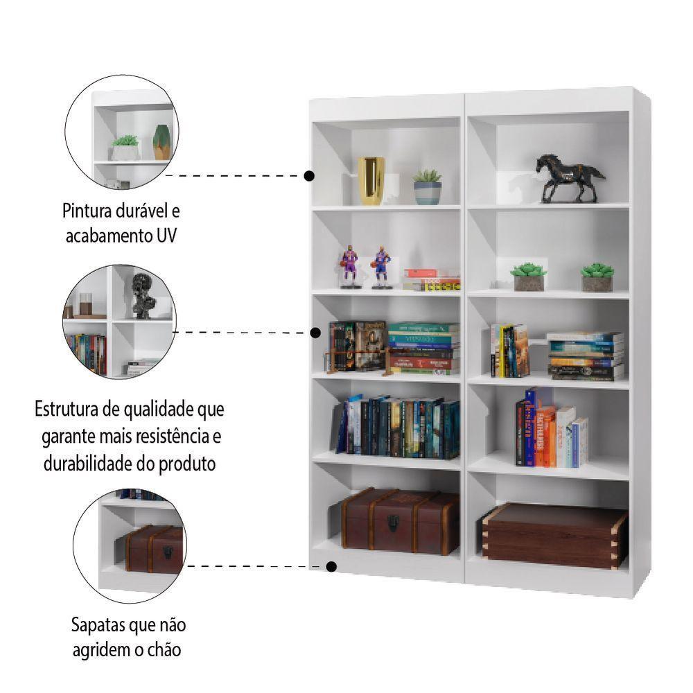 Estante Livreiro Multiuso 8 Prateleiras 1,71m Office Branco J&a Branco Nature - 4