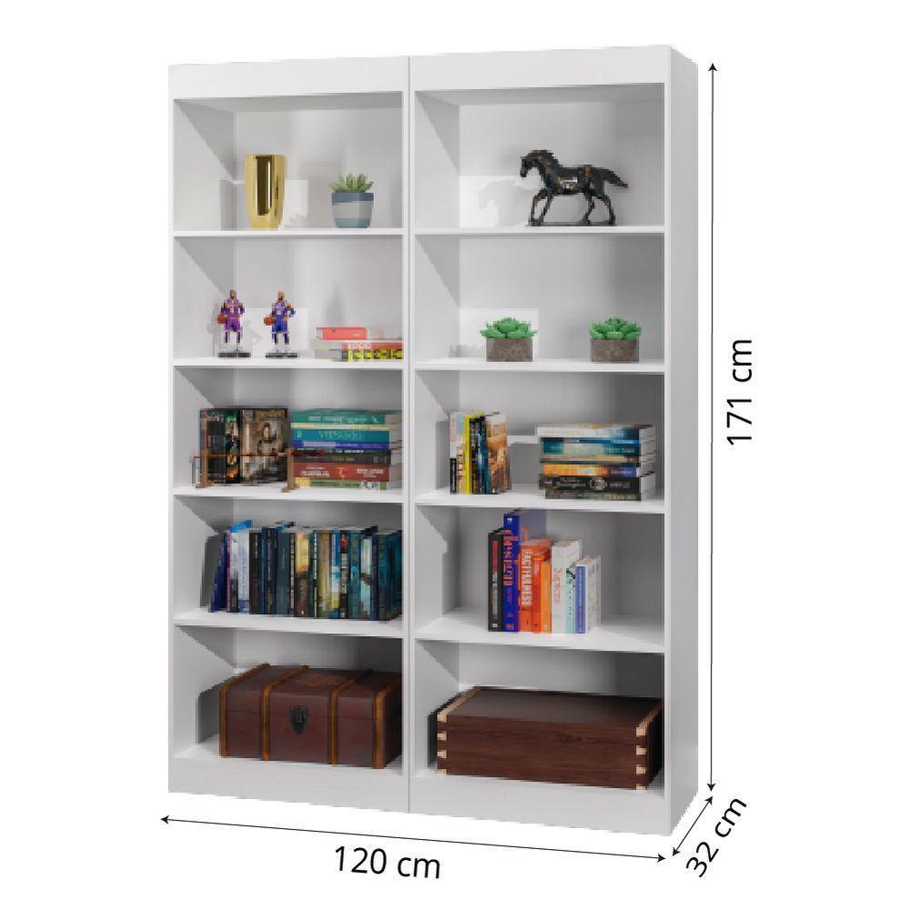 Estante Livreiro Multiuso 8 Prateleiras 1,71m Office Branco J&a Branco Nature - 5