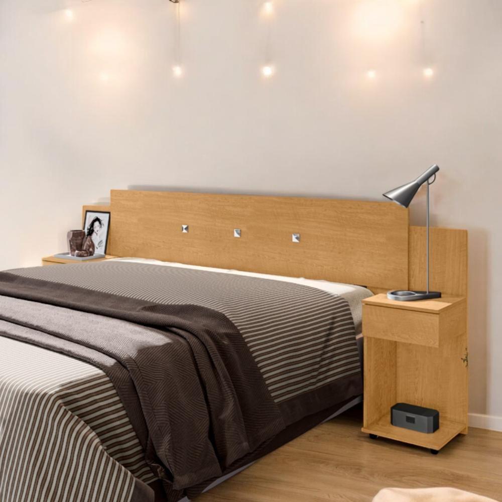 Cabeceira Box Ajustável Com Mesa De Cabeceira Arabella Naturalle - 1