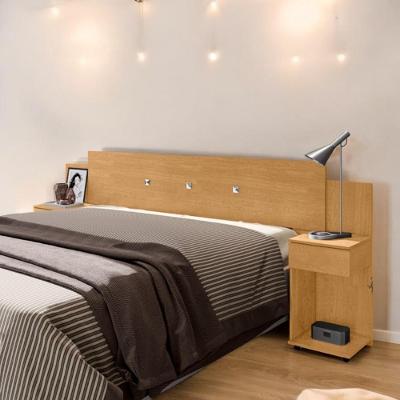 Cabeceira Box Ajustável Com Mesa De Cabeceira Arabella Naturalle