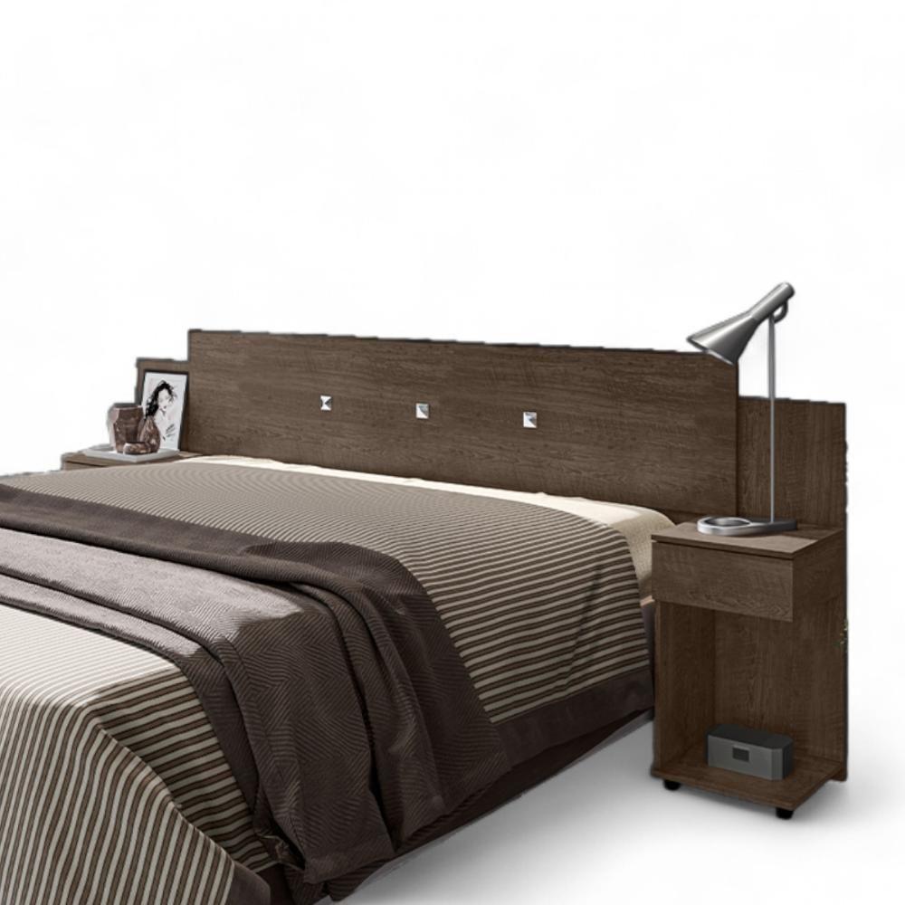 Cabeceira Box Ajustável Com Mesa De Cabeceira Arabella Chocolate - 2
