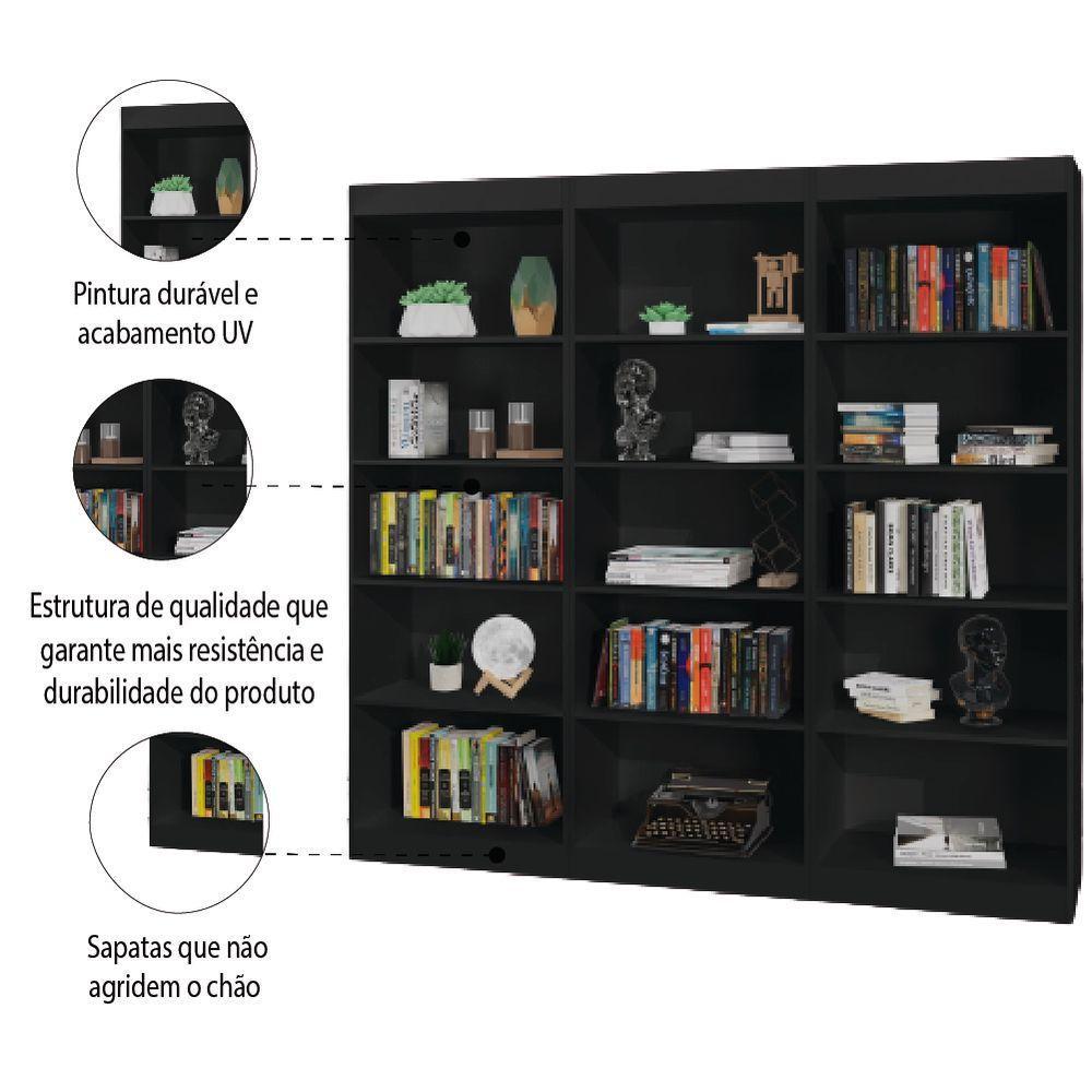 Estante Livreiro Multiuso 12 Prateleiras 1,71m Office Preto J&a Preto - 3