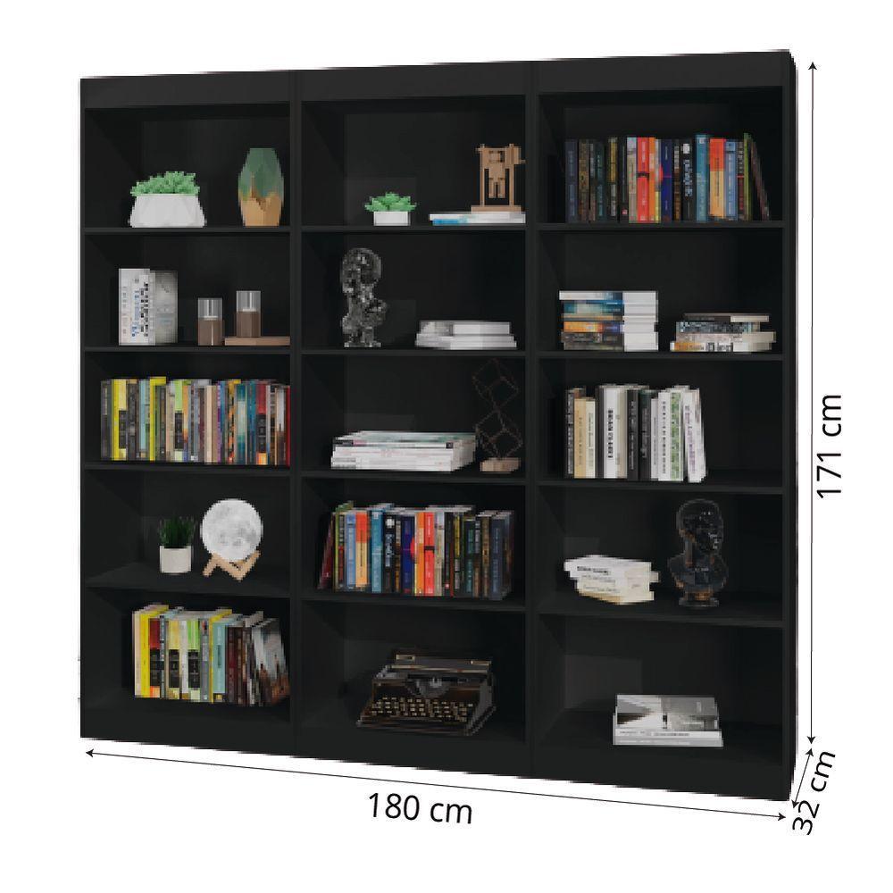 Estante Livreiro Multiuso 12 Prateleiras 1,71m Office Preto J&a Preto - 4