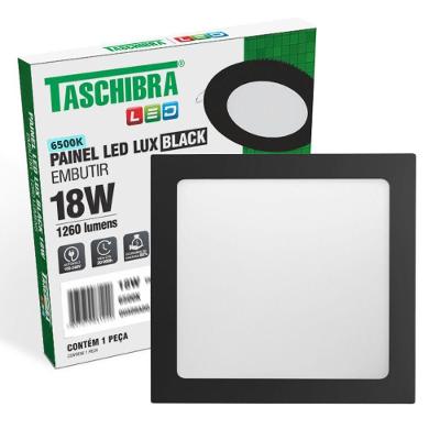 Painel De Led Quadrado Embutir 12w Preto Bivolt Taschibra 6500k Frio