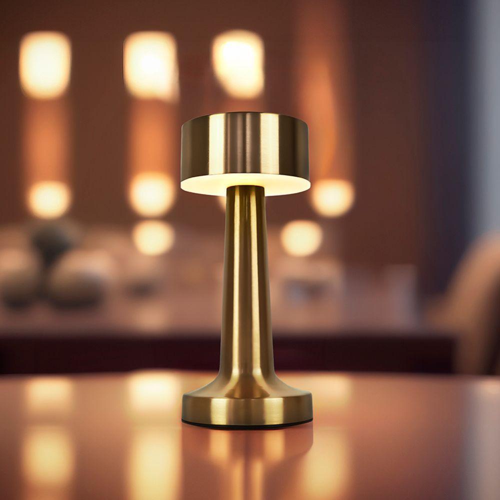 Luminária Abajur Mesa Led Jimp Dimerizável S/ Fio Recarregável Taschibra Ouro - 2