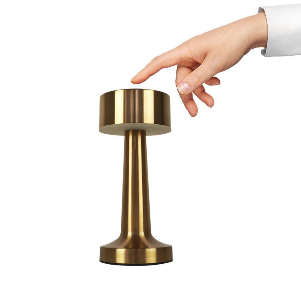 Luminária Abajur Mesa Led Jimp Dimerizável S/ Fio Recarregável Taschibra Ouro - 3