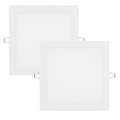 Kit 2 Painel De Led Quadrado Embutir 12w Bivolt Taschibra 3000k Quente