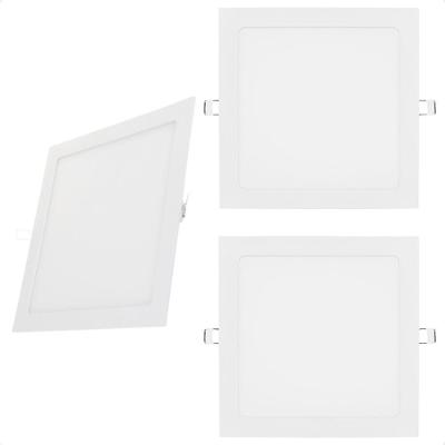 Kit 3 Painel De Led Quadrado Embutir 12w Bivolt Taschibra 3000k Quente