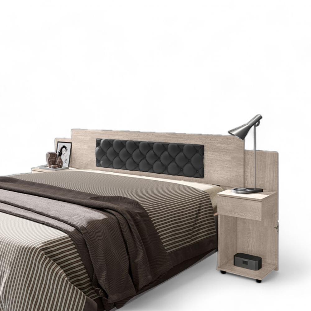 Cabeceira Ajustável Bruna Amarula Com Capitonê Preto - 2