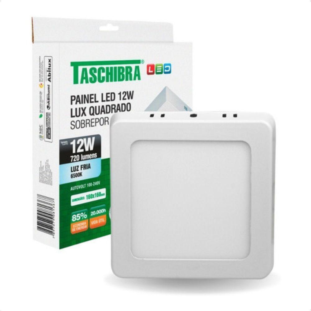 Kit 2 Painel De Led Quadrado Sobrepor 12w Bivolt Taschibra 6500k Frio - 2