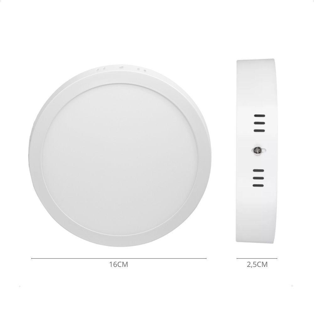 Kit 5 Painel De Led Redondo Sobrepor 12w Bivolt Taschibra 3000k Quente - 8