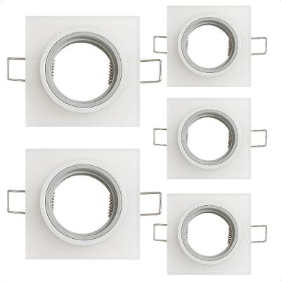 Kit 5 Spot Taschibra Quadrado Embutir Vidro Jateado Sp23 Mr16 Bivolt