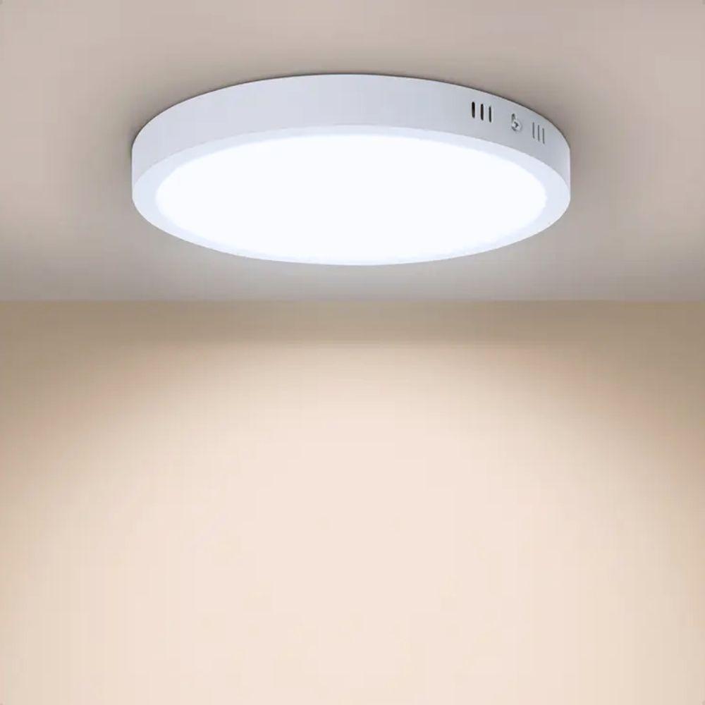 Kit 3 Painel De Led Redondo Sobrepor 12w Bivolt Taschibra 4000k Neutro - 3