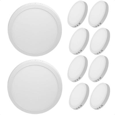 Kit 10 Painel De Led Redondo Sobrepor 12w Bivolt Taschibra 3000k Quente