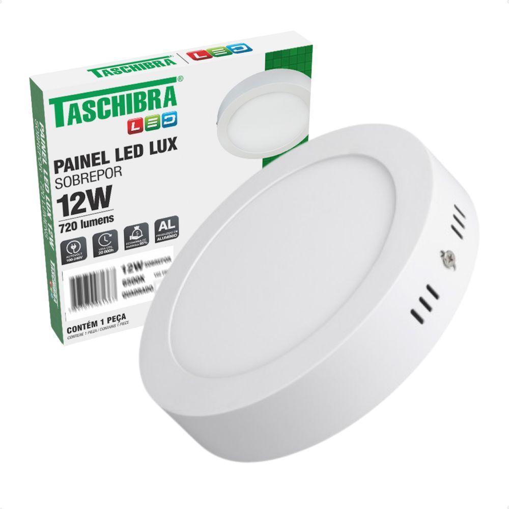 Kit 2 Painel De Led Redondo Sobrepor 12w Bivolt Taschibra 4000k Neutro - 3