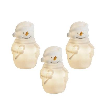 Kit 3 Enfeites Natal Boneco De Neve Led Chuvisco A Pilha Taschibra