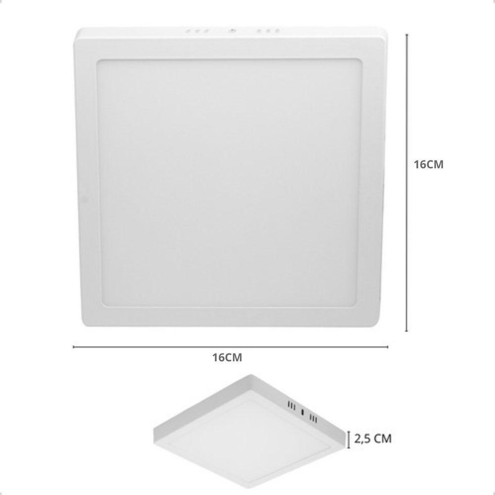 Kit 3 Painel De Led Quadrado Sobrepor 12w Bivolt Taschibra 4000k Neutro - 7