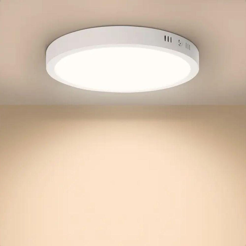 Kit 3 Painel De Led Redondo Sobrepor 12w Bivolt Taschibra 3000k Quente - 3