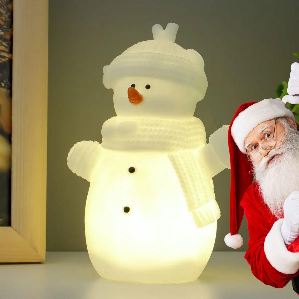 Kit 3 Enfeite Natal Boneco De Neve Led Floquinho A Pilha Taschibra - 4