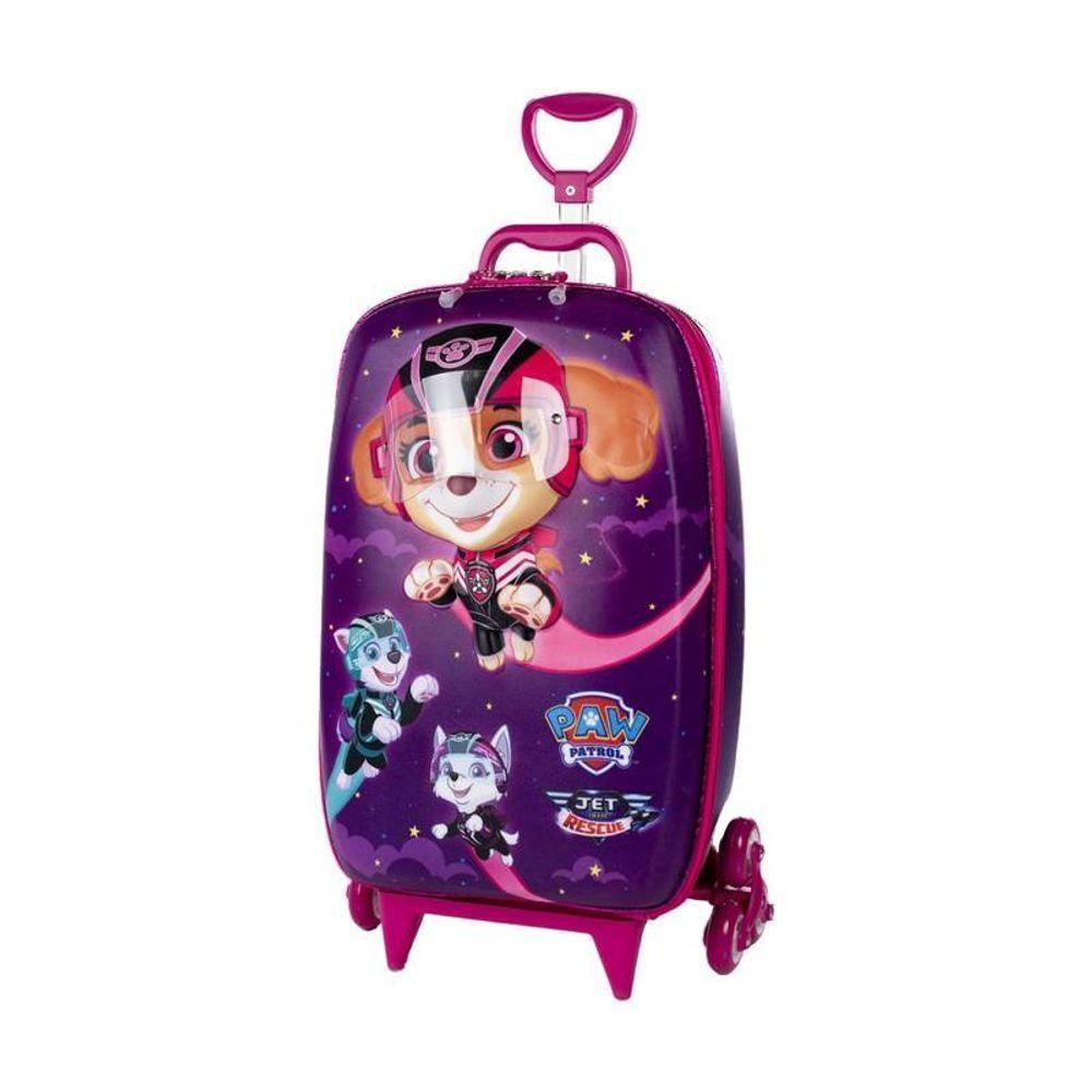 Mala De Viagem Infantil Com Rodinha Patrulha Canina 3d Roxa - 3