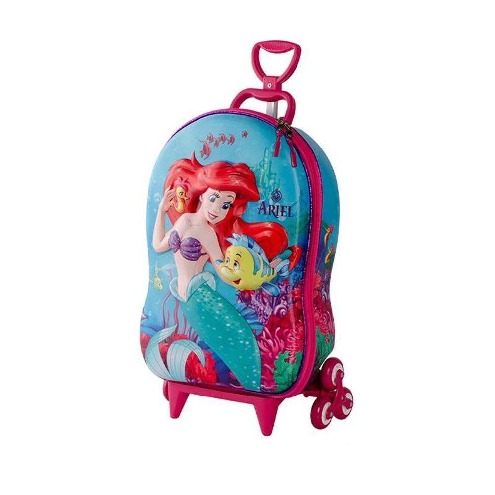 Mala De Viagem Infantil Com Rodinha Pequena Sereia Ariel 3d - 1