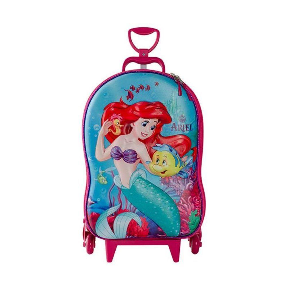 Mala De Viagem Infantil Com Rodinha Pequena Sereia Ariel 3d - 2