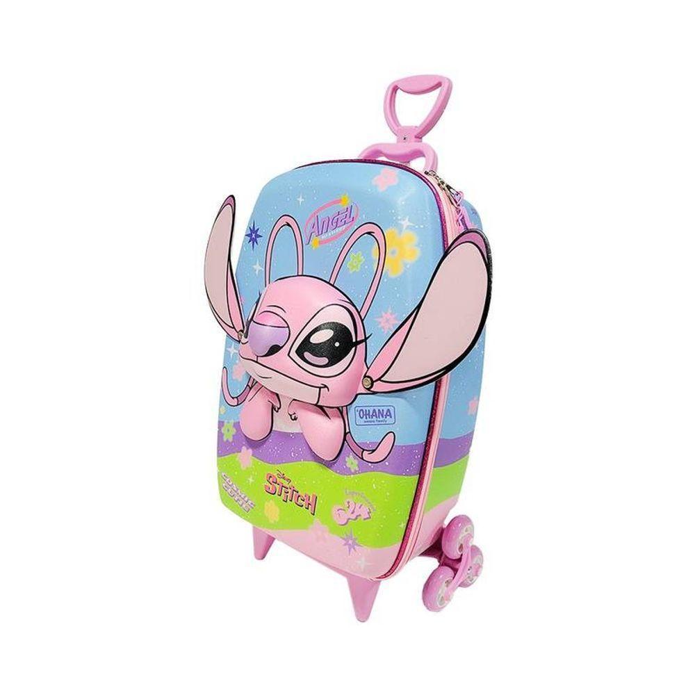 Mala De Viagem Infantil Com Rodinha Angel Stitch 3d Rosa - 1