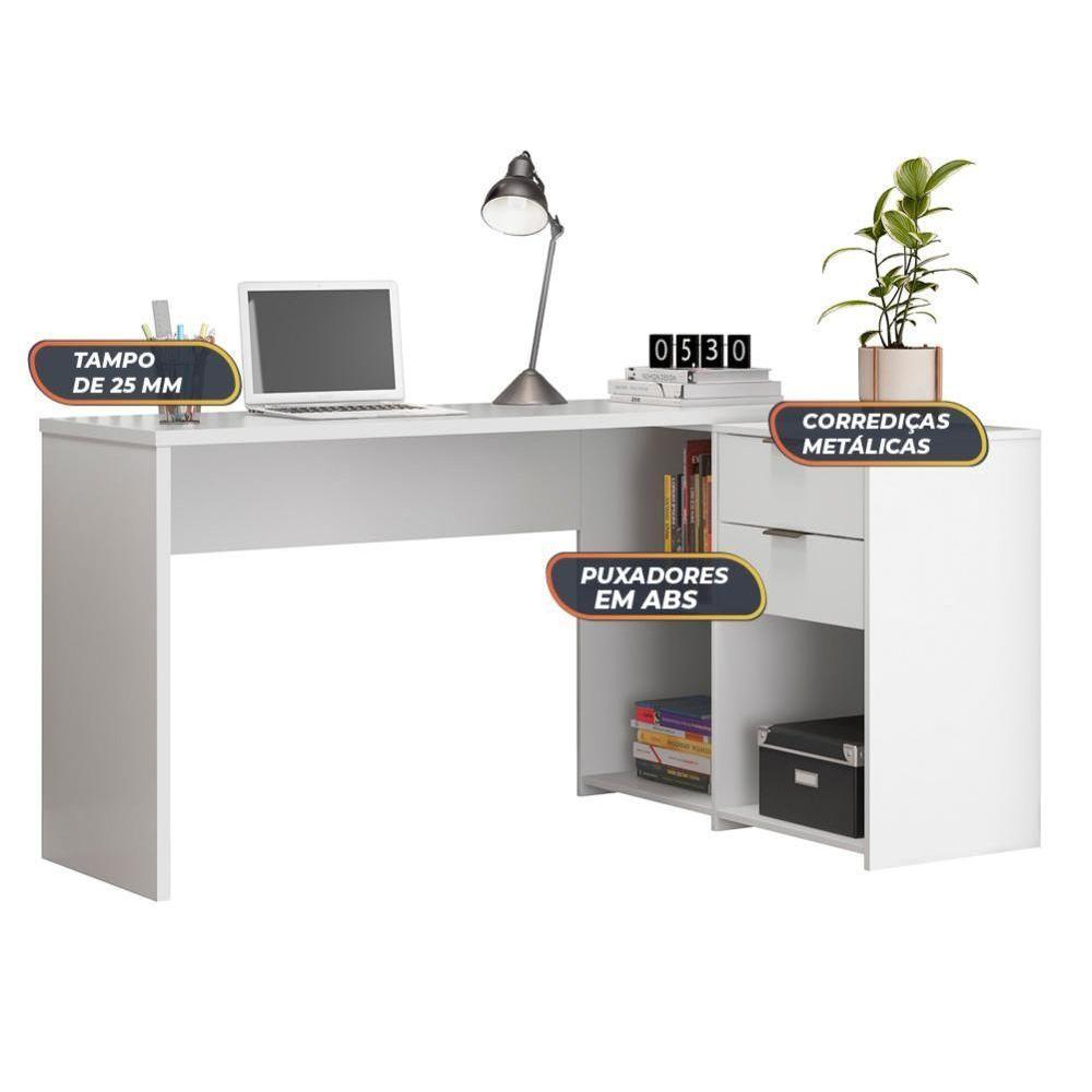 Escrivaninha Com Tampo Giratório 2 Gavetas Nt2060 Branco - 9